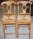 Pair of Pine Barstools Description