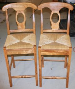 Pair of Pine Barstools Description