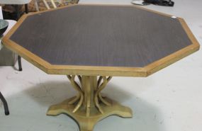 Octagon Breakfast Table with Dark Wood Inlay Description