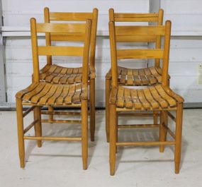 Four Ladder Back Chairs with High Gloss Pine Description