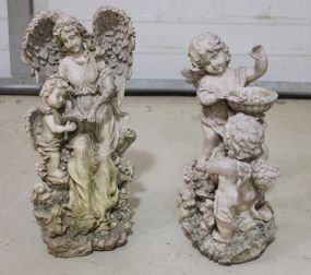 Two Resin Angel and Cupid Statues Description