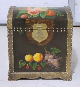 Hand Painted Decorative Trunk with Fruit and Floral Design Description