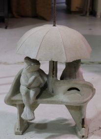 Two Concrete Frogs with Umbrella Description