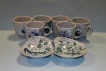 Group of Six Demitasse Cups and Two Hoyrup Denmark Bowls Description