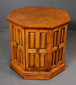 Octagonal Shaped Oak Side Table Description