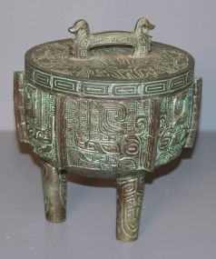 Oriental Style Serving Piece with Lid Description