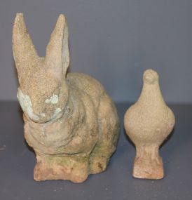 Concrete Rabbit and Dove Statue Description