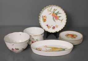 Group of White with Gold Trim Serving Dishes Description