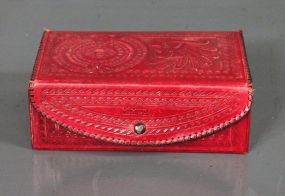 Red Jewelry Box Marked Made in Mexico Description