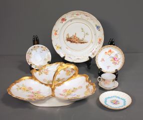 Large Sectional Serving Tray with Four Plates and Demitasse Cup and Saucer Description