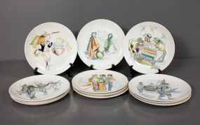 Set of Twelve Hand Painted Dishes marked Secla Portugal Description