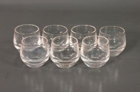 Set of Seven Clear Stem less Brandy Glasses Description