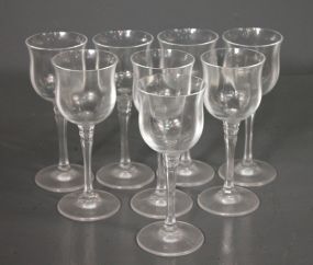 Set of Eight Clear Wine Glasses Description