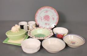 Group of Nine Various Bowls, Plates, Cups and Decorative Rabbit Dish Description
