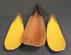 Three Petal Shaped Wooden Trays Description