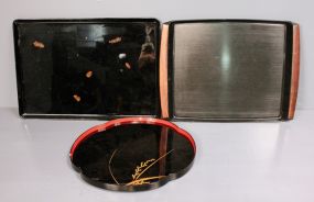 Three Black Serving Trays Description