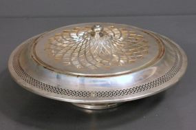 Ornate Covered Compote, Silver on Copper Description