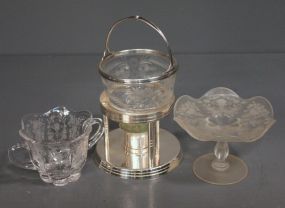 Group of Etched Glass Items Description