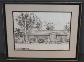 Framed Pencil Sketch of Home in Eastover by David E. Collins Description