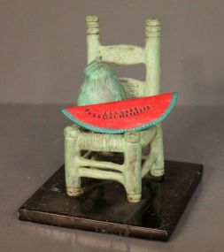 Statue of Chair with Fruit on Marble Base Description