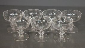 Set of Seven Cut Glass Champagne Glasses Description