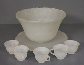 Camphor Glass with Five Cups Including Underplate Description