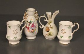 Two White Vases and Two White Coffee Mugs Description