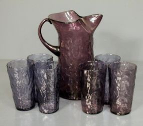 Groups of Six Water Glasses with Pitcher Description