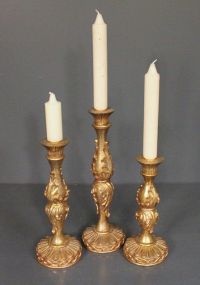 Three Gold Candle Holders Description