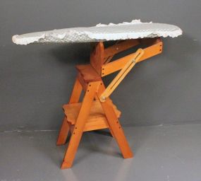 Wooden Step Ladder That Can Be Converted Into Ironing Board Description