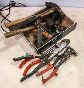 Two Rubber Hammers, Hammer, Tin Snips & Cutters
