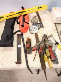 Chisels, Files, Flashlight, Tape Measure & Level