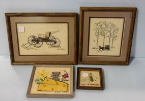 Four Needlepoint Framed Pictures