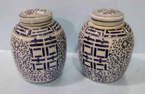Two Blue and White Porcelain Ginger Jars