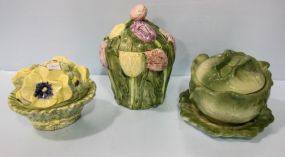 Seymour Mann Covered Pansy Dish & Two Other Covered Dishes