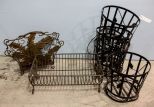 Four Iron Pot Holders & Two Metal Racks