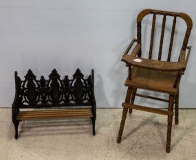 Doll High Chair & Doll Iron Settee
