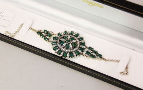 12.88 Genuine Emerald Sterling Silver Bracelet