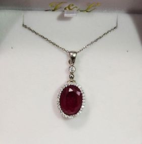 6ct Genuine Ruby Sterling Silver Necklace