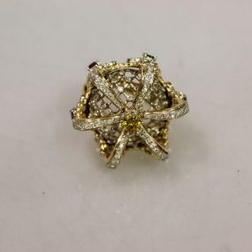 One of a Kind Genuine Yellow Diamond Crown Estate Ring
