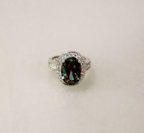 4ct Rainbow Sapphire Sterling Silver Ring