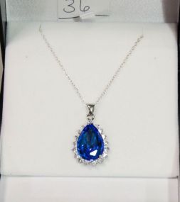 6ct London Blue Topaz Sterling Silver Necklace