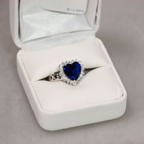 Sapphire Heart of the Ocean Sterling Silver Ring