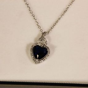Sapphire Heart of the Ocean Sterling Silver Necklace