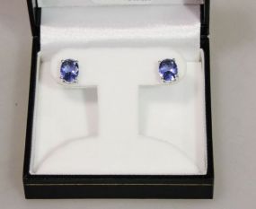 4.50ct Tanzanite Sterling Silver Solitaire Earrings