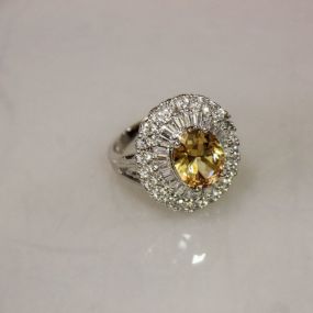 6ct Morganite and White Sapphire Sterling Silver Dinner Ring