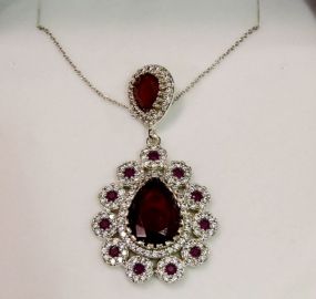 8.50 Ruby Sterling Silver Necklace