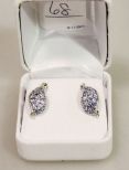 Genuine Tanzanite Diamond Sterling Silver Earrings