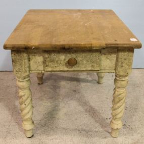 Oak Painted End Table with Twisted Legs