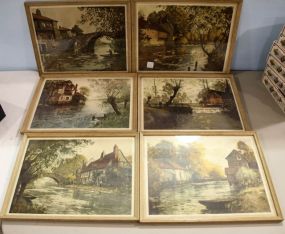 Six Framed Water and Mill Prints